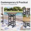 Sunshine Valley Outdoor HDPE High Bar Bistro Set 3 -Piece Black Wicker Bar Height Patio Dining Set Steel Rectangle Table with 2 Beige Cushions Stationary Chairs