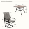 Sunshine Valley Outdoor Table and Chairs 5 -Piece Black Patio Dining Set Steel Square Table with 4 Brown Swivel Chairs