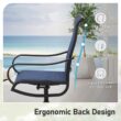 Sunshine Valley Outdoor Table and Chairs 5 -Piece Black Patio Dining Set Steel Round Table with 4 Blue Swivel Chairs