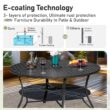 Sunshine Valley Outdoor Table and Chairs 5 -Piece Black Patio Dining Set Steel Square Table with 4 Brown Swivel Chairs