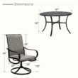 Sunshine Valley Outdoor Table and Chairs 5 -Piece Black Patio Dining Set Steel Square Table with 4 Brown Swivel Chairs