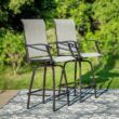 Sunshine Valley Outdoor Table and Chairs 3 -Piece Black Balcony Height Patio Dining Set Steel Square Table with 2 Gray Swivel Chairs