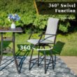 Sunshine Valley Outdoor Table and Chairs 3 -Piece Black Balcony Height Patio Dining Set Steel Square Table with 2 Gray Swivel Chairs