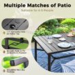 Sunshine Valley Outdoor Table and Chairs 9 -Piece Black Patio Dining Set Steel Rectangle Table with 8 Brown Stationary Chairs