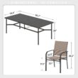 Sunshine Valley Outdoor Table and Chairs 9 -Piece Black Patio Dining Set Steel Rectangle Table with 8 Brown Stationary Chairs