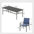 Sunshine Valley Outdoor Table and Chairs 9 -Piece Black Patio Dining Set Steel Rectangle Table with 8 Blue Stationary Chairs