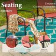 Sunshine Valley Outdoor Table and Chairs 9 -Piece Black Patio Dining Set Steel Rectangle Table with 8 Red Stationary Chairs