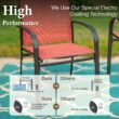 Sunshine Valley Outdoor Table and Chairs 9 -Piece Black Patio Dining Set Steel Rectangle Table with 8 Red Stationary Chairs