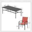 Sunshine Valley Outdoor Table and Chairs 9 -Piece Black Patio Dining Set Steel Rectangle Table with 8 Red Stationary Chairs