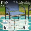 Sunshine Valley Outdoor Table and Chairs 5 -Piece Black Patio Dining Set Steel Square Table with 4 Blue Stationary Chairs