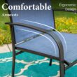 Sunshine Valley Outdoor Table and Chairs 5 -Piece Black Patio Dining Set Steel Square Table with 4 Blue Stationary Chairs