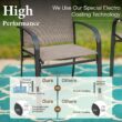 Sunshine Valley Outdoor Table and Chairs 5 -Piece Black Patio Dining Set Steel Square Table with 4 Tan Stationary Chairs