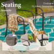 Sunshine Valley Outdoor Table and Chairs 5 -Piece Black Patio Dining Set Steel Square Table with 4 Tan Stationary Chairs