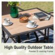 Sunshine Valley Outdoor Table and Chairs 5 -Piece Black Patio Dining Set Steel Square Table with 4 Tan Stationary Chairs