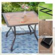 Sunshine Valley Outdoor Table and Chairs 5 -Piece Black Patio Dining Set Steel Square Table with 4 Tan Stationary Chairs