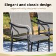 Sunshine Valley Outdoor Table and Chairs 7 -Piece Black Patio Dining Set Steel Rectangle Table with 6 Gray Stationary Chairs