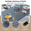 Sunshine Valley Outdoor Table and Chairs 7 -Piece Black Patio Dining Set Steel Rectangle Table with 6 Gray Stationary Chairs