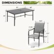 Sunshine Valley Outdoor Table and Chairs 7 -Piece Black Patio Dining Set Steel Rectangle Table with 6 Gray Stationary Chairs