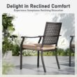 Sunshine Valley Outdoor Table and Chairs 5 -Piece Black Patio Dining Set Steel Square Table with 4 Beige Cushions Stackable Stationary Chairs