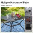 Sunshine Valley Outdoor Table and Chairs 5 -Piece Black Patio Dining Set Steel Square Table with 4 Beige Cushions Stackable Stationary Chairs