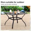 Sunshine Valley Outdoor Table and Chairs 5 -Piece Black Patio Dining Set Steel Square Table with 4 Beige Cushions Stackable Stationary Chairs