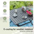 Sunshine Valley Outdoor Table and Chairs 6 -Piece Black Patio Dining Set Steel Square Table with 4 Red Stackable Stationary Chairs and Umbrella Included