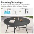 Sunshine Valley Outdoor Table and Chairs 5 -Piece Black Patio Dining Set Steel Round Table with 4 Blue Stationary Chairs