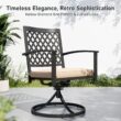 Sunshine Valley Outdoor Table and Chairs 5 -Piece Black Patio Dining Set Steel Square Table with 4 Beige Cushions Swivel Chairs