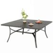 Sunshine Valley Outdoor Table and Chairs 9 -Piece Black Patio Dining Set Steel Square Table with 8 Red Stationary Chairs