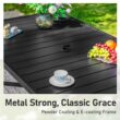 Sunshine Valley Outdoor Table and Chairs 5 -Piece Black Counter height Steel Rectangle Table with 4 Gray Swivel Chairs