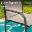 Sunshine Valley Outdoor Table and Chairs 6 -Piece Black Patio Dining Set Steel Square Table with 4 Gray Stationary Chairs and Umbrella Included