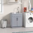 Style Selections 21.4-in x 24.1-in 1 -Basin Light Gray Freestanding Utility tub with Cabinet with Drain with Faucet