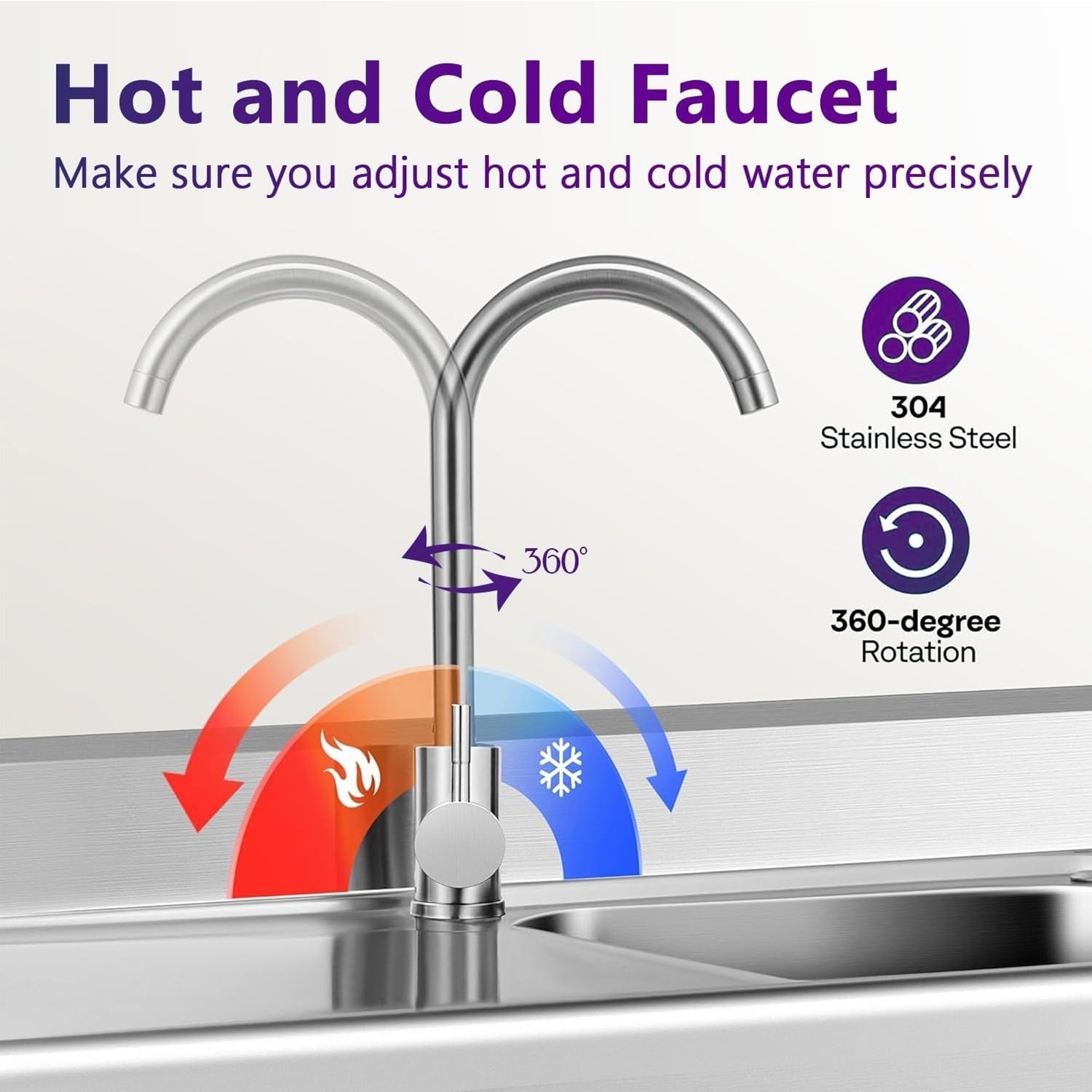 Garvee 47X20X36inch Free Standing Single Bowl Kitchen Sink with Cold and Hot Water Pipe Garvee 47X20X36inch Free Standing Single Bowl Kitchen Sink with Cold and Hot Water Pipe