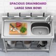 Garvee 47X20X36inch Free Standing Single Bowl Kitchen Sink with Cold and Hot Water Pipe Garvee 47X20X36inch Free Standing Single Bowl Kitchen Sink with Cold and Hot Water Pipe