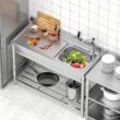 Garvee 47X20X36inch Free Standing Single Bowl Kitchen Sink with Cold and Hot Water Pipe Garvee 47X20X36inch Free Standing Single Bowl Kitchen Sink with Cold and Hot Water Pipe