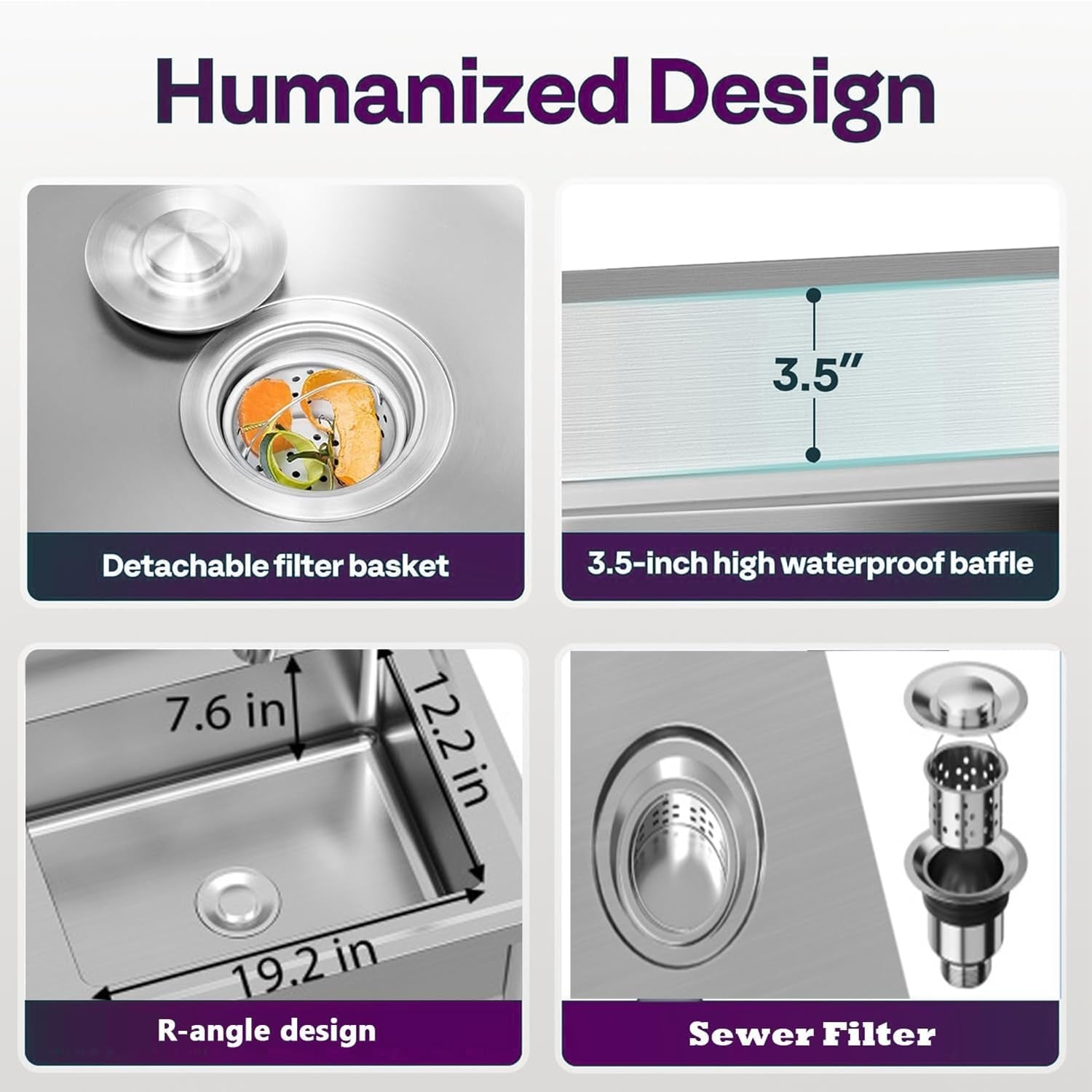 Garvee 47X20X36inch Free Standing Single Bowl Kitchen Sink with Cold and Hot Water Pipe Garvee 47X20X36inch Free Standing Single Bowl Kitchen Sink with Cold and Hot Water Pipe
