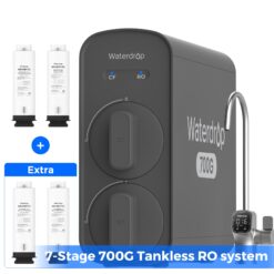 Waterdrop 7-stage G5P700 with Composite/Activated carbon Reverse Osmosis Filtration Under Sink Water Filtration System with 2:1 Pure to Drain Stainless Steel faucet Faucet
