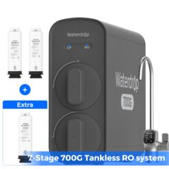 Waterdrop 7-stage G5P700 with RO Filter Composite/Activated carbon Reverse Osmosis Filtration Under Sink Water Filtration System with 2:1 Pure to Drain Stainless Steel faucet Faucet
