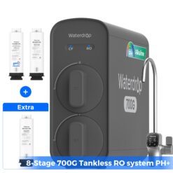 Waterdrop 8-stage G5P700A with RO Filter Composite/Activated carbon Reverse Osmosis Filtration Under Sink Water Filtration System with Alkaline Mineral Stainless Steel faucet Faucet