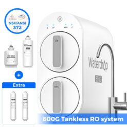 Waterdrop 7-stage G2P600 with MNR35 Filter Composite/Activated carbon Reverse Osmosis Filtration Under Sink Water Filtration System with FCC Listed Stainless Steel faucet Faucet