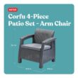 Keter Corfu All Weather Outdoor Patio Garden Furniture 4 -Piece Patio Conversation Set with Gray Cushions