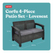 Keter Corfu All Weather Outdoor Patio Garden Furniture 4 -Piece Patio Conversation Set with Gray Cushions