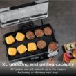Ninja Sizzle Pro XL 20-Inch Indoor Griddle + Grill, Detachable Ventilated Lid, Grease Control, Ceramic Nonstick Plates, Even Edge Cooking, Extra Large Capacity, Versatile, Silver, GX101