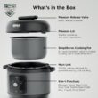 Ninja HyperHeat 9-in-1 6.5-qt Pressure Cooker | Steams, Slow Cooks, Sears, Sautés, Sous Vide, Yogurt & More | With SimpliServe Pot | Powerful 1200-Watt | Grey | PC201GY