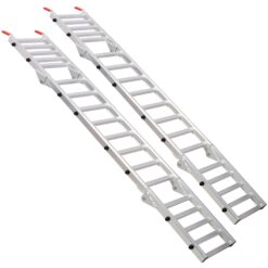 LUXEYARD Aluminum Ramp 1 400 LBS or Pair For Motorcycle or Lawn Mower or ATV Ramp and Tailgate Extender Combo 2 in 1 Multi purpose use Silver color