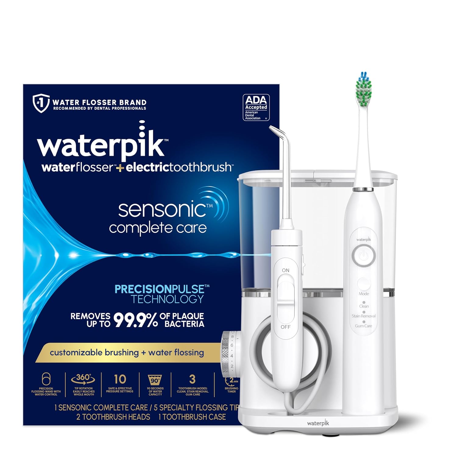 Waterpik Sensonic Complete Care Water Flosser and Rechargeable Electric Toothbrush Combo Set for Teeth Cleaning and Flossing, CC-04, White, Packaging May Vary Waterpik Sensonic Complete Care Water Flosser and Rechargeable Electric Toothbrush Combo Set for Teeth Cleaning and Flossing, CC-04, White, Packaging May Vary