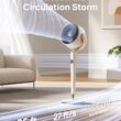 DREO Smart Fan for Bedroom, 120° +120° Omni-Directional Oscillating Fans, 100ft Quiet Pedestal Fan with RGB Light, 9 Speeds, 6 Modes, 20dB, 8H Timer, Wi-Fi/Voice/Alexa, 37-42