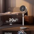 DREO Smart Fan for Bedroom, 120° +120° Omni-Directional Oscillating Fans, 100ft Quiet Pedestal Fan with RGB Light, 9 Speeds, 6 Modes, 20dB, 8H Timer, Wi-Fi/Voice/Alexa, 37-42