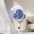 DREO Smart Fan for Bedroom, 120° +120° Omni-Directional Oscillating Fans, 100ft Quiet Pedestal Fan with RGB Light, 9 Speeds, 6 Modes, 20dB, 8H Timer, Wi-Fi/Voice/Alexa, 37-42