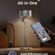 DREO Smart Fans for Bedroom, 120° +120° Omni-Directional Oscillating Fan, 100ft Quiet Pedestal Fan with RGB Light, 9 Speeds, 6 Modes, 20dB, 8H Timer, Wi-Fi/Voice, 37-42
